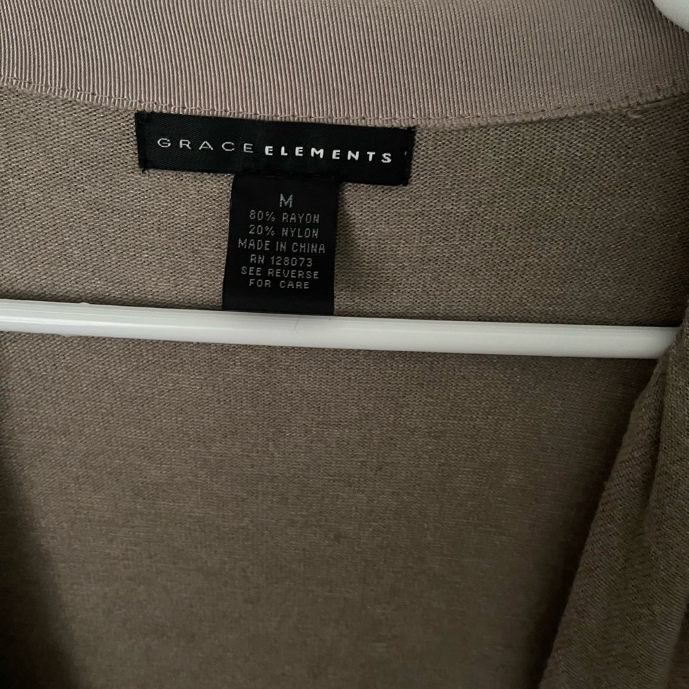 Ladies Preowned Taupe Ruffled Cardigan - Picture 2 of 3